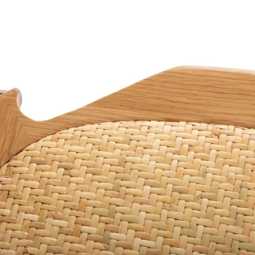 Dřevěná jídelní židle Isak Atmosphera v rustikálním stylu se stohovatelným ratanovým sedákem