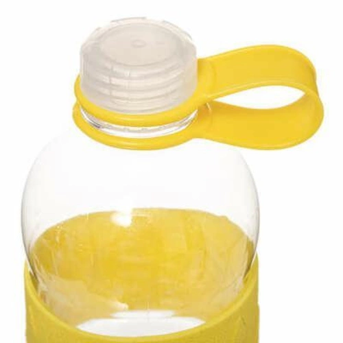 Láhev na vodu 700 ml žlutá průhledná s páskem na fitness 5five simply smart