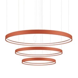 LED lustr RIO 3 moderní červený nastavitelný do obýváku a jídelny 110 cm