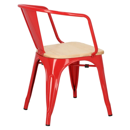 Židle Paris Arms Wood červená, sedák borovice natural