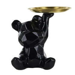Dekorativní figurka medvěda origami černá se zlatým podnosem keramická do obýváku Intesi