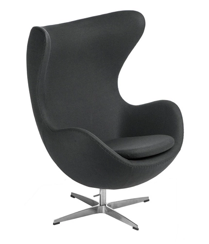 Otočný moderní křeslo ušák Egg inspirované šedý kašmír do obýváku a kanceláře