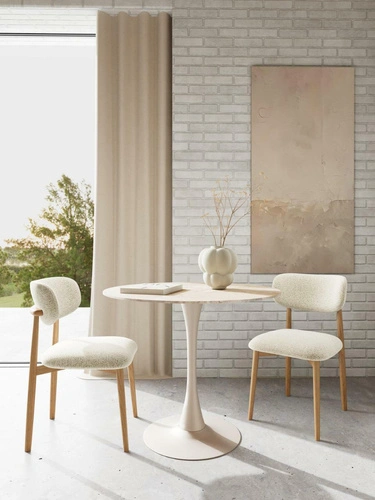 Kulatý jídelní stůl Malta Actona 90 cm hnědá béžová keramika moderní