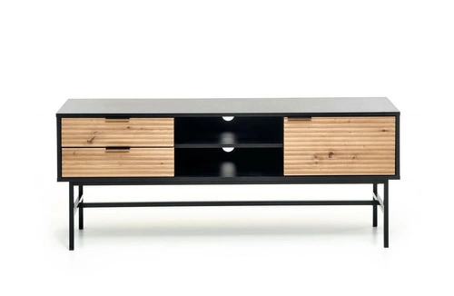 TV stolek Nihala 150 cm loftový černý dřevěný dub artisan se zásuvkami do obýváku