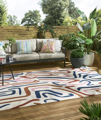 Venkovní koberec boho Synchronic Orchid 160x230 cm na terasu a zahradu snadno čistitelný