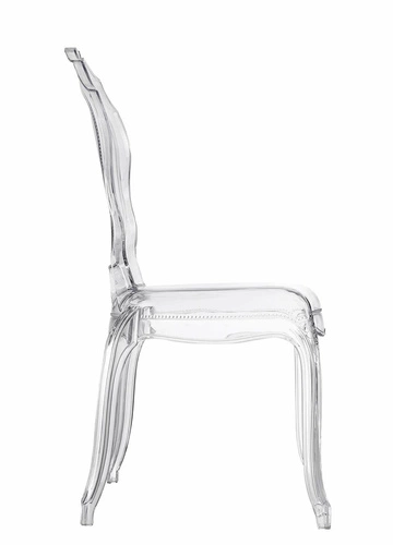 Průhledná jídelní židle Queen Intesi glamour z plastu, stohovatelná, snadno čistitelná