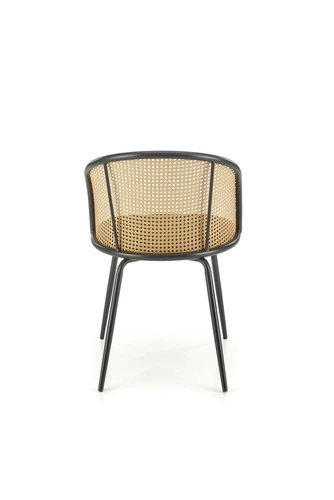 Čalouněná židle zelený samet Seraphine do jídelny a obýváku moderní s ratanovým opěradlem