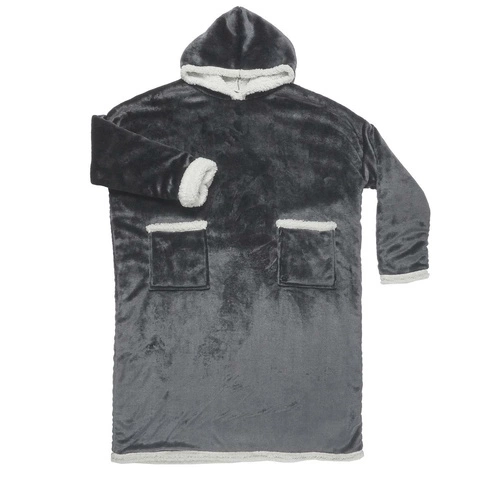 Intesi Snuddie fleecová deka s rukávy šedá na pohovku teplá do obýváku a ložnice