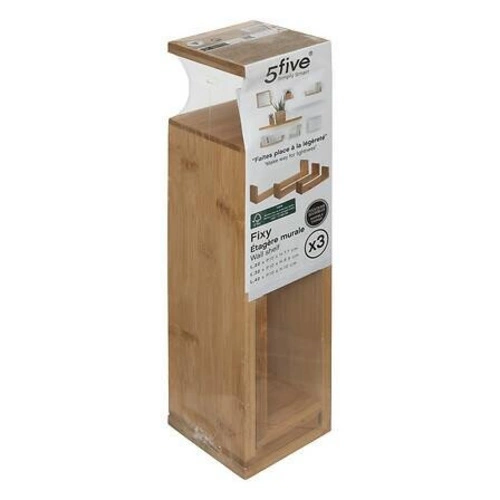 Sada 3 nástěnných polic Fixy bambusové dřevěné police na knihy a dekorace do obývacího pokoje 5five