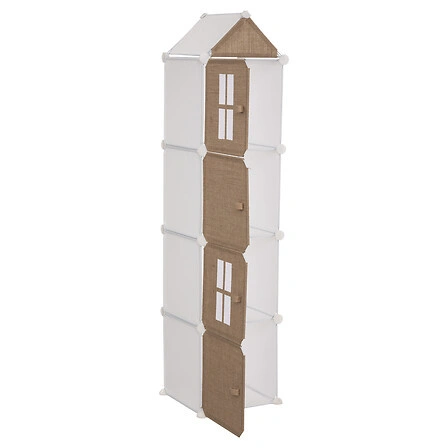 Dětský regál na hračky Tower 139 cm juta bílý