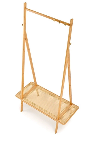 Intesi Boho bambusový stojanový věšák do předsíně s ratanovou policí přírodní 168 cm