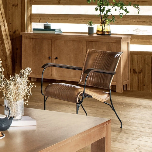 Kožená čalouněná židle Hoper Atmosphera s područkami do obýváku a jídelny industriální