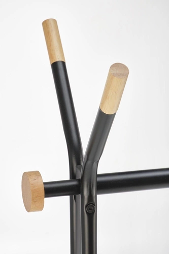 Velo černý loftový stojanový věšák do předsíně kovovo-dřevěný na bundy Intesi