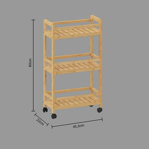 Dřevěný kuchyňský vozík Linha 3patrový na kolečkách boho do koupelny a kuchyně 5five