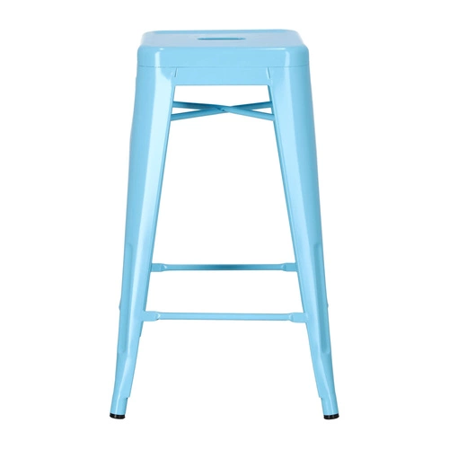 Barová stolička Paris 66 cm modrá kovová industriální bez opěrky k kuchyňskému ostrůvku D2.DESIGN