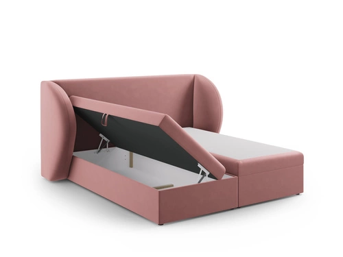 Postel do ložnice Miley 180x200 růžová sametová s úložným prostorem moderní glamour