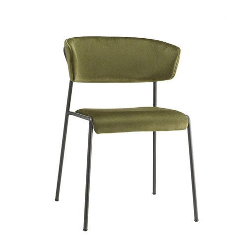 Zelené čalouněné křeslo Lisa ve stylu loft s kovovými nohami do obýváku a jídelny