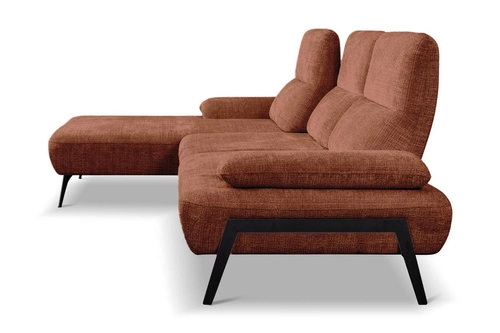 Moderní rohová sedací souprava Rasmus levá terakota s nastavitelným opěradlem do obývacího pokoje Intesi