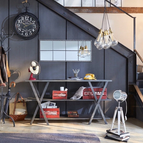 Noční lampa Ebor industriální černá s nastavitelným reflektorem do ložnice Atmosphera 68 cm