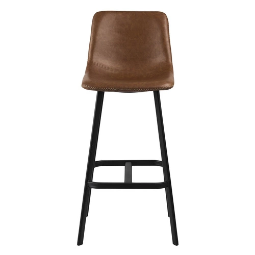 Barová židle Oregon Actona industriální s opěrkou, hnědá ekokůže, do kuchyně a k ostrůvku, 76,5 cm