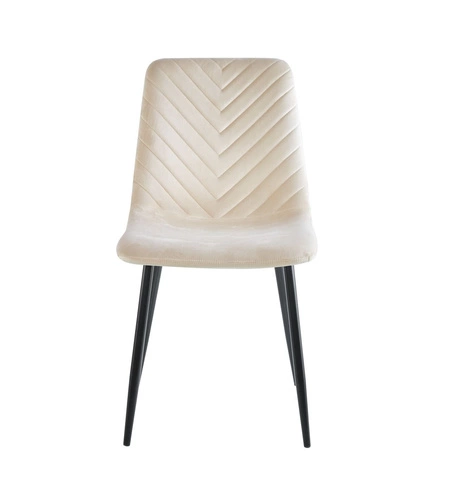 Čalouněná jídelní židle Herman Velvet béžová, sametová na černých nohách do jídelny a obýváku