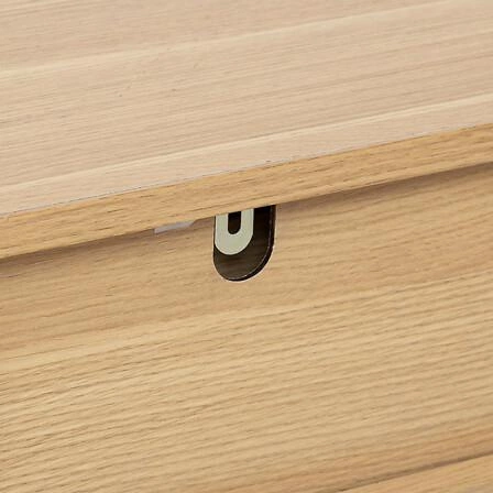 Konzolový stolek Tasso moderní s zásuvkou do předsíně a obýváku v přírodní barvě na zlatých nožkách Atmosphera