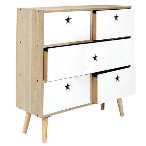 Bílá skandinávská komoda Etoile se zásuvkami na nožičkách 69 cm do ložnice a obýváku Intesi