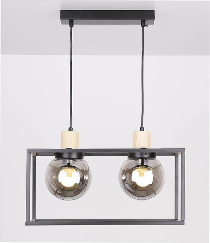 Retro 2 závěsná lampa černá 2x40W E27 kouřové stínítko