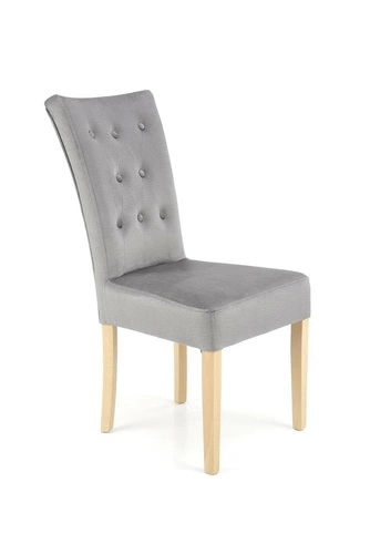 Čalouněná sametová židle Xsavier Intesi do jídelny a obýváku šedá s dřevěnými nohami
