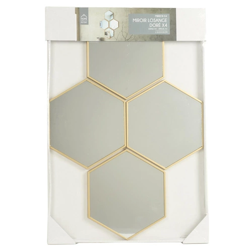 Sada 4 dekorativních zrcadel Diamond Intesi glamour ve zlatém rámu na zeď do obýváku