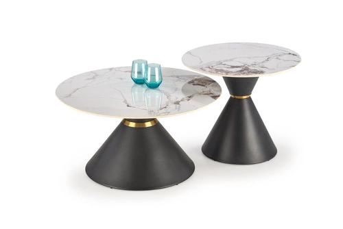 Konferenční stolek Javin M kulatý bílý mramor 80 cm moderní glamour do obýváku Intesi