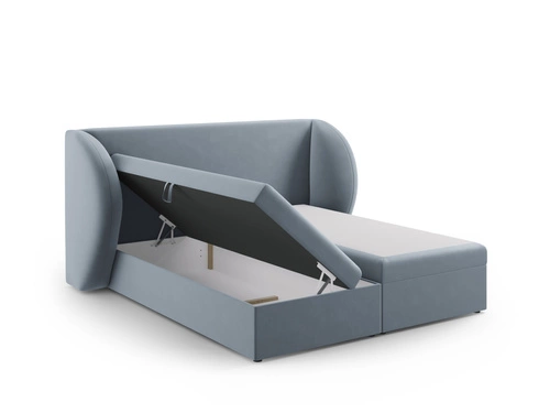 Čalouněná postel Miley modrý samet 160x200 s úložným prostorem do ložnice