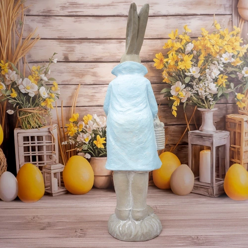 Velikonoční figurka Pan Zajíc Intesi 80 cm šedo-bílá stojící dekorace na komodu nebo podlahu