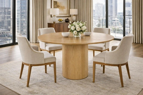 Kulatý jídelní stůl Lyndon 120 cm dub moderní do kuchyně a jídelny