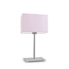 Moderní růžová noční lampička do ložnice s látkovým stínidlem na ocelové konstrukci AMALFI LYSNE