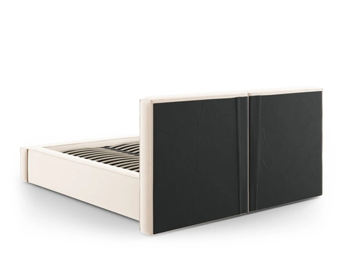 Čalouněná postel Jodie II 180x200 béžová sametová s úložným prostorem do ložnice glamour