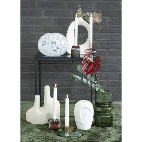 House Nordic zelená skleněná rýhovaná váza 25 cm dekorativní do obýváku