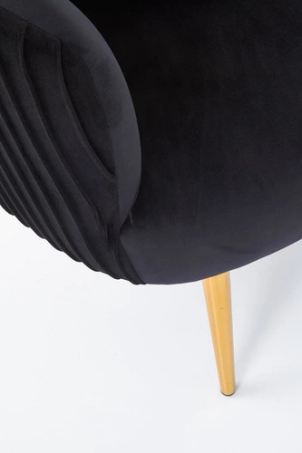 Relaxační křeslo Dargo černý samet glamour do obýváku na zlatých nohách Intesi