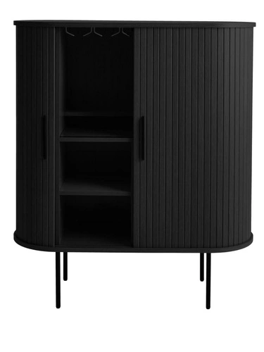 Vysoká komoda Nola černá rýhovaná moderní do obýváku 100 cm