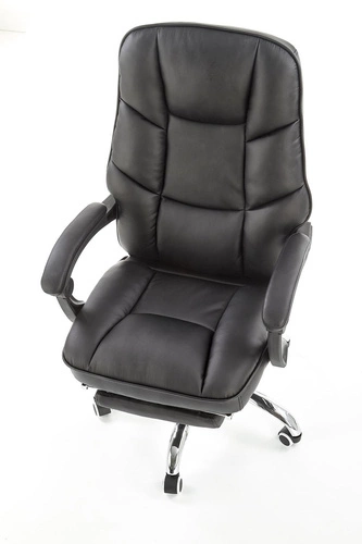 Ergonomická kancelářská židle Nalvi černá s podnožkou kožená otočná do kanceláře