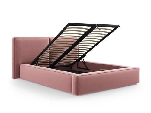 Čalouněná postel Jodie II růžový samet 180x200 s úložným prostorem do glamour ložnice