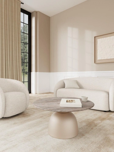 Konferenční stolek Ferrol kulatý mramorový 80 cm šedý moderní do obýváku