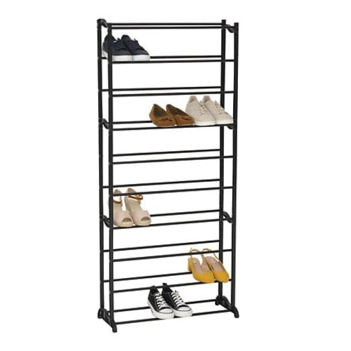 Vysoký černý loftový botník 5five simply smart s 9 policemi do předsíně