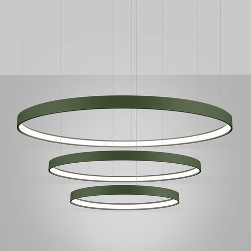 LED lustr RIO 3 moderní zelená olivová nastavitelný do obýváku, kuchyně a jídelny