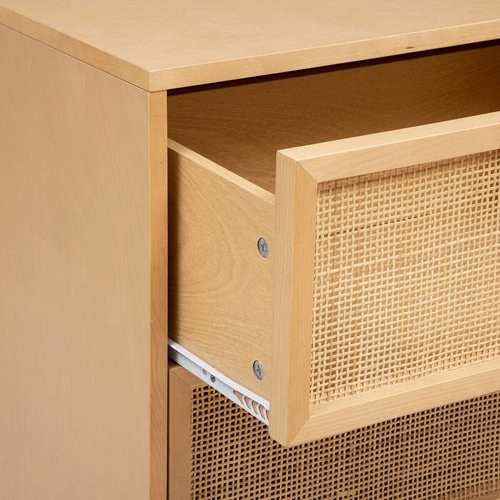 Úzká komoda se zásuvkami Rayo ratanová, moderní na zlatých nohách do obývacího pokoje Atmosphera