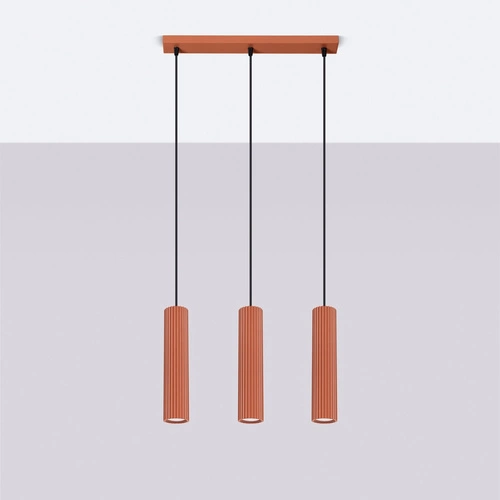 Závěsné svítidlo Karbon 3-bodové červené, nastavitelné do obýváku, kuchyně nebo jídelny