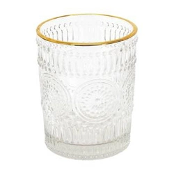 Sklenice glamour Lisere Intesi 250 ml na whisky a koktejly průhledná se zlatým okrajem