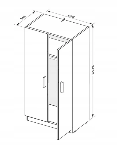 Šatní skříň Della šedá moderní dvoudveřová s policemi a tyčí do ložnice 90x55