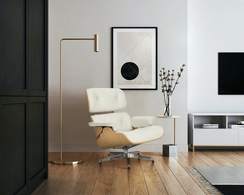 Otočná křesla Vip D2.DESIGN do obýváku bílá pravá kůže moderní glamour