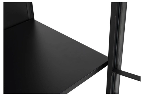 Vysoká černá skleněná vitrína do obýváku v industriálním stylu na knihy Actona 180 cm